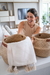 NATURAL FIBER BASKET WITH ECO-LEATHER HANDLE - Padma