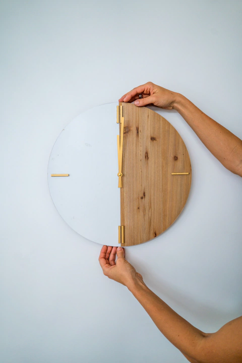 TWO-TONE WOOD CLOCK