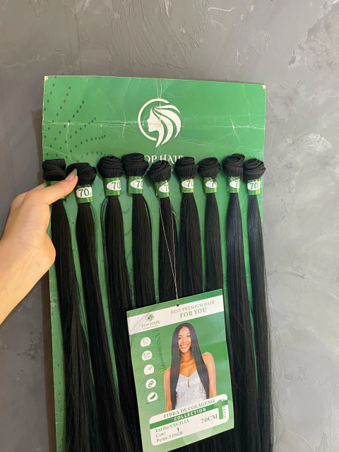 Cabelo Liso Orgânico Bio Fibra 70cm 320g 9Telas cor: # 1 Preto