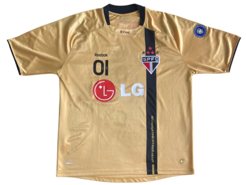 São Paulo Rogério Ceni 2009 Dourada Original Reebok Obs: Tecido tem pequenas manchinhas em vermelho, bem imperceptíveis.