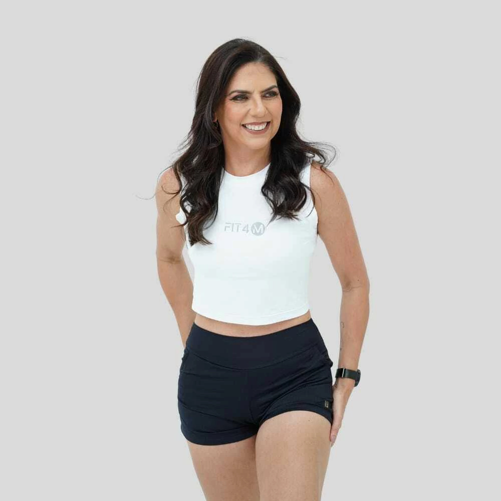 Cropped Feminino Dry Fit Branco Fit4M