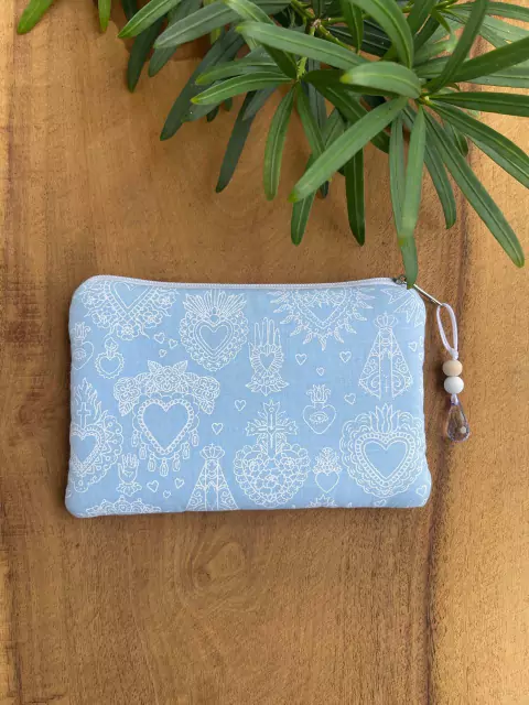 Nécessaire / Porta-terço estampada azul claro