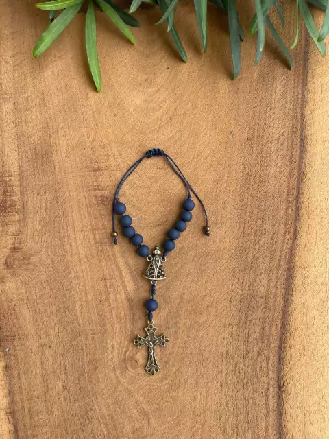 Terço para carro Nossa Senhora Aparecida - azul marinho
