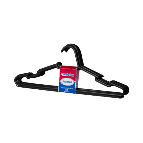 Cabide preto pop adulto kit com 3 - Plastibrasil