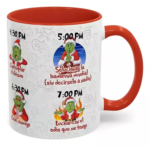 Taza de Cerámica Grinch Horarios Navidad Rojo - comprar online