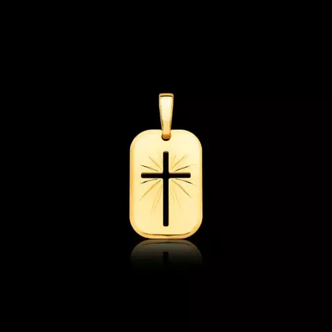 PINGENTE PLACA QUADRADA COM CRUZ
