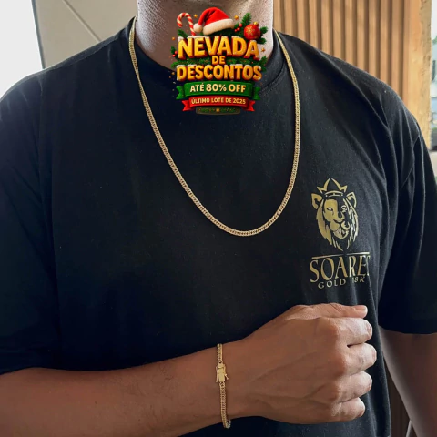 CORRENTE + PULSEIRA GRUMET 4MM - BANHO OURO 18K - comprar online