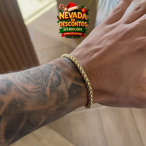 Pulseira Peruana 7mm Fecho Bomba Banhada a Ouro 18k - comprar online