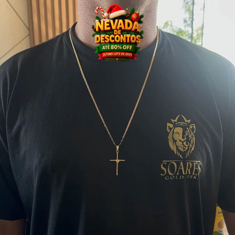 Corrente piastrine 2mm + Pingente Cruz trançada - BANHO OURO 18K - comprar online