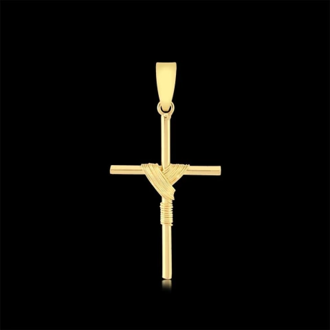 Pingente Cruz Trançada Banhada a Ouro 18k