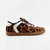 Tênis Cassey em Couro animal Print Cor Caramelo/Off White