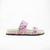 Rasteira Lexi Papete em Couro Floral Cor Rosa - comprar online