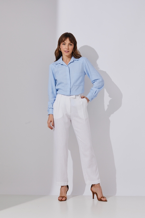 CALÇA RETA MEIO CÓS - OFF WHITE
