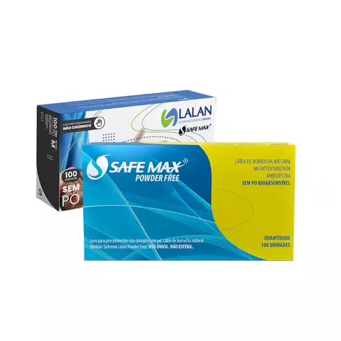 Luvas Descartáveis Lalan Safemax Látex Sem Pó Branca (100un)