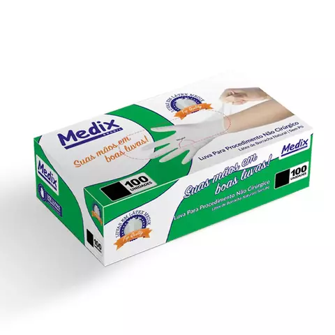 Luva Látex Sem Pó Medix Branca Extra Pequena (100 un)