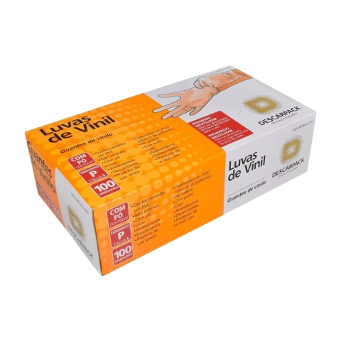 Luvas Descartáveis Descarpack Vinil com Pó Transparente (100un)