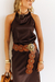 VESTIDO CETIM MARROM - La finca Store