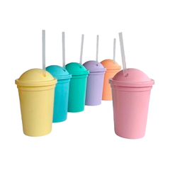 Vasos Plasticos Milshake Colores Pasteles x 25 Unidades