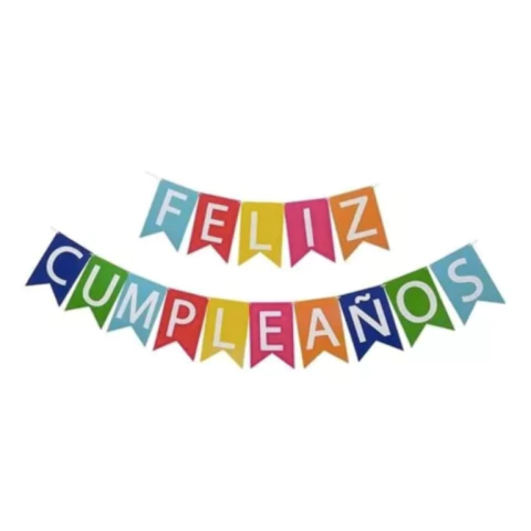 Banderin - Feliz Cumpleaños - Multicolor con letras blancas