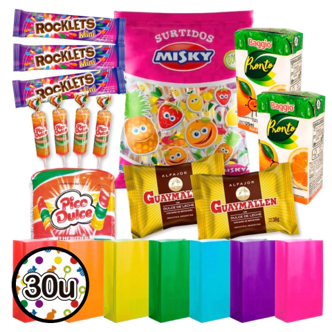 Combo de Golosinas Cumpleaños 007 + Bolsitas golosineras - 30 chicos - comprar online