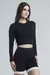 Cropped Manga Longa Preto - loja online