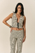 Blusa Amarração Frente Tricot Listrado Preto & Branco