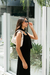 Blusa Decote Quadrado Linho Preto - loja online