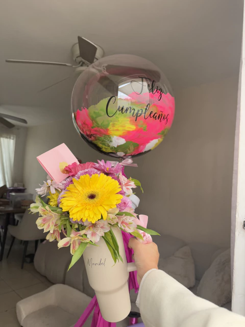BURBUJA + termo con flores - comprar en línea