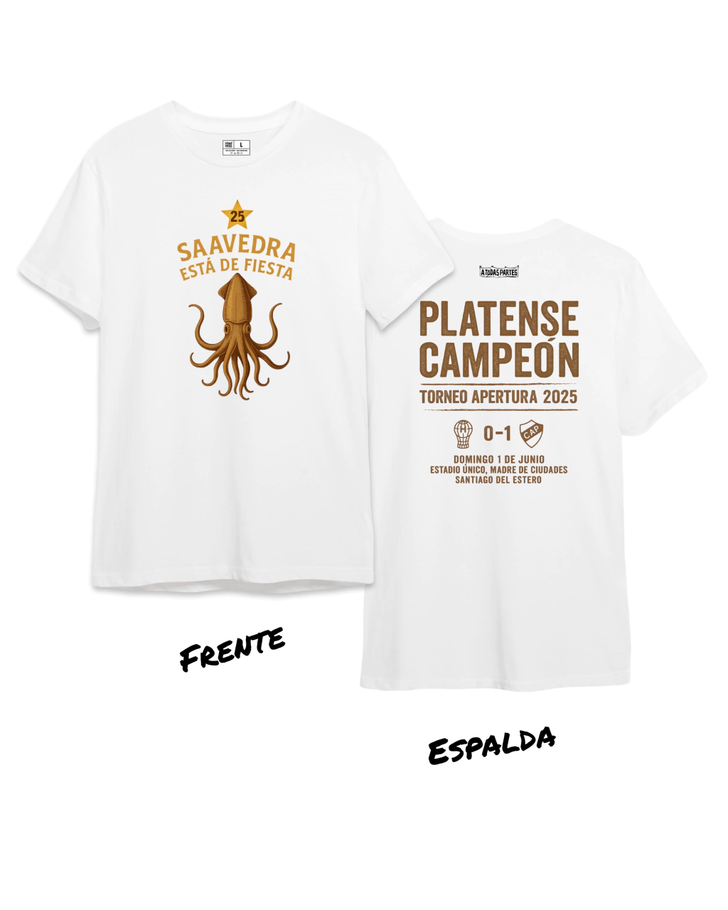 Remera de Platense Campeón 2025 - Blanca