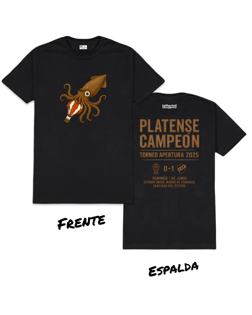 Remera de Platense Campeón 2025 - Negra - Ilustracion