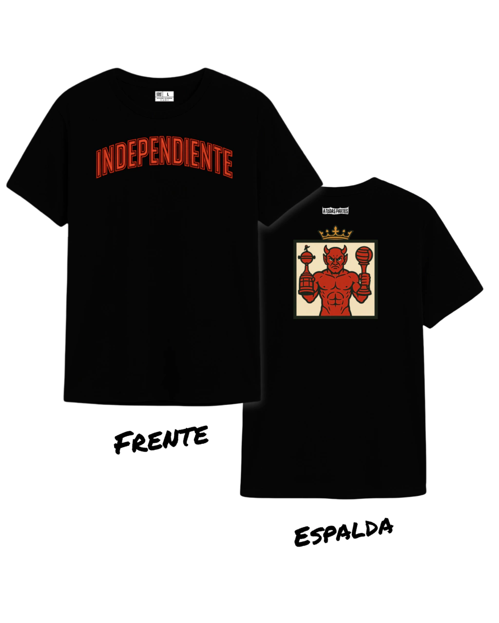 Remera de Independiente Línea College - Doble - Negro
