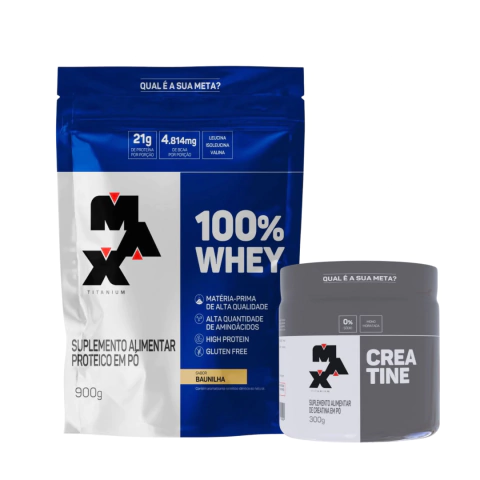 COMBO 100% Whey 900g Refil + Creatina 300g - Max Titanium - comprar online