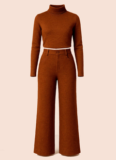 Conjunto Feminino de Frio Elegante Blusa e Pantalona Tricot - nifty