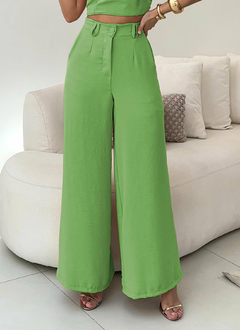 Conjunto Calça Pantalona Cintura Alta e Cropped em Duna - comprar online