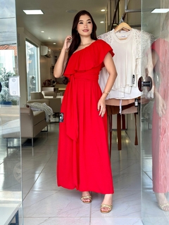 Vestido longo babado um ombro - comprar online