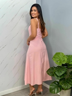 Conjunto de saia mídi com semi Cropped de alça em listras finas de brilho - loja online