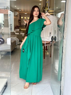 Vestido longo babado um ombro - loja online
