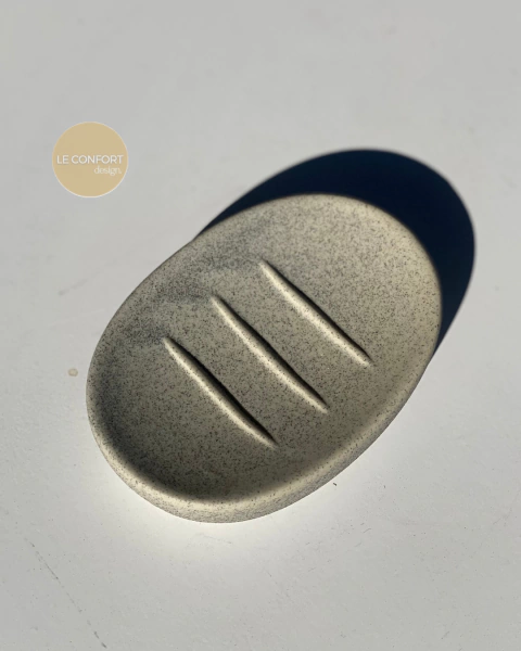 Jabonera granito liso oval gris