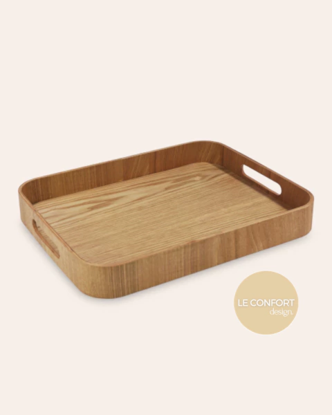 Bandeja rectangular c/asas 35x28x4,5 cm mad y neg