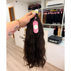 Cabelo Humano Vietnamita Castanho Médio - 50gr - Cabelo Divino Mega Hair