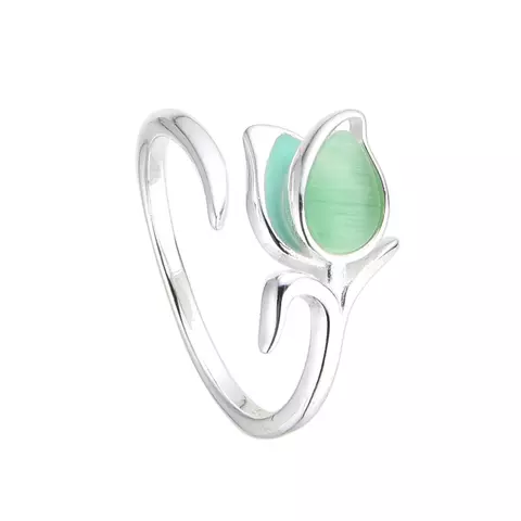 Anillo Flor Tulipán Plata 925 - Regulable