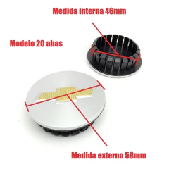 Kit 4 Calota Central Compatível c/Agile Camaro Captiva Cobalt Cruze Malibu Montana Nova Onix Prisma Novo - Center Cap Shop