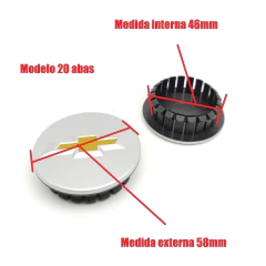 Kit 2 Calota Central Compatível c/Agile Camaro Captiva Cobalt Cruze Malibu Montana Nova Onix Prisma Novo - Center Cap Shop