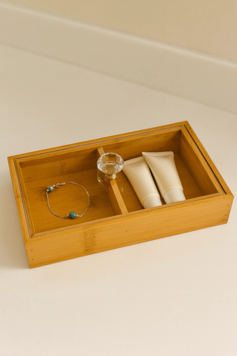 Caja Organizadora Bamboo y tapa acrilica - comprar online