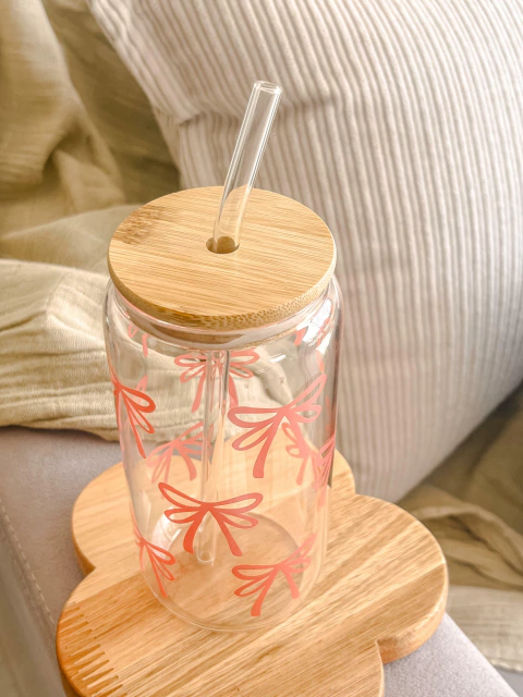 Vaso vidrio con sorbete - Moños - comprar online