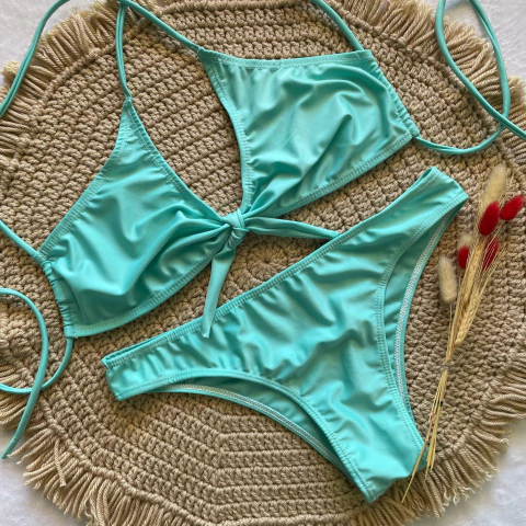 920 Verde Agua - Bikini con moño y Vedetina - comprar online