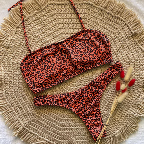 936 C - Bikini top Print con colales - comprar online