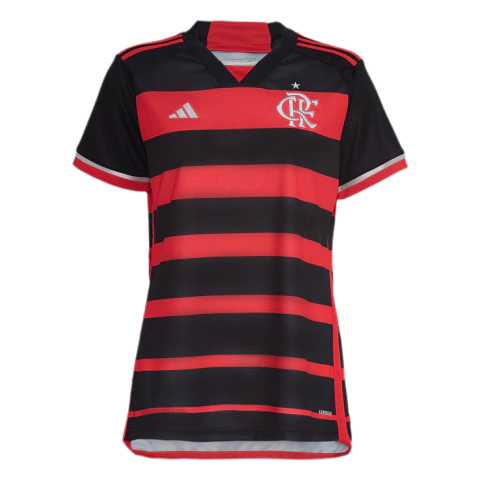 Camisa Flamengo I 24/25 - Torcedor Adidas Feminina - Vermelha e preta