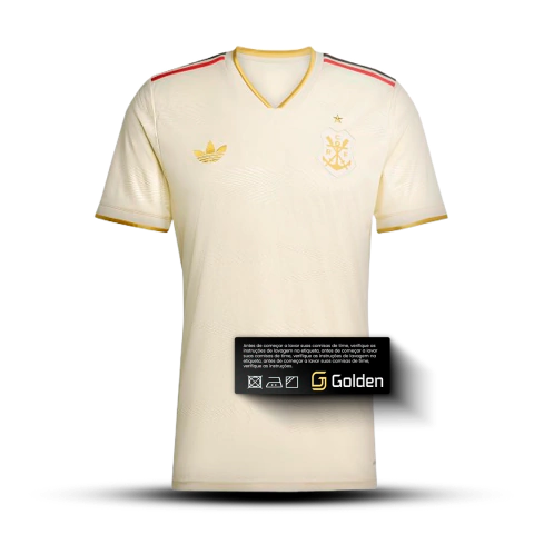 Camisa Flamengo Third 25/26 - Torcedor Adidas Masculina - Off-White com detalhes em dourado, preto e vermelho - comprar online