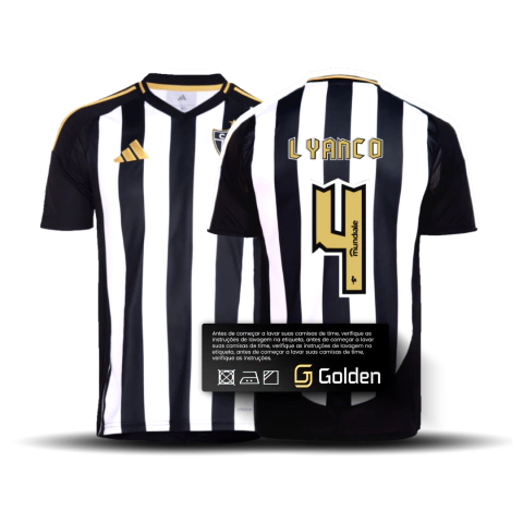 Camisa Atlético Mineiro I #4 Lyanco 25/26 - Torcedor Adidas Masculina - Preta, branca e dourada - comprar online